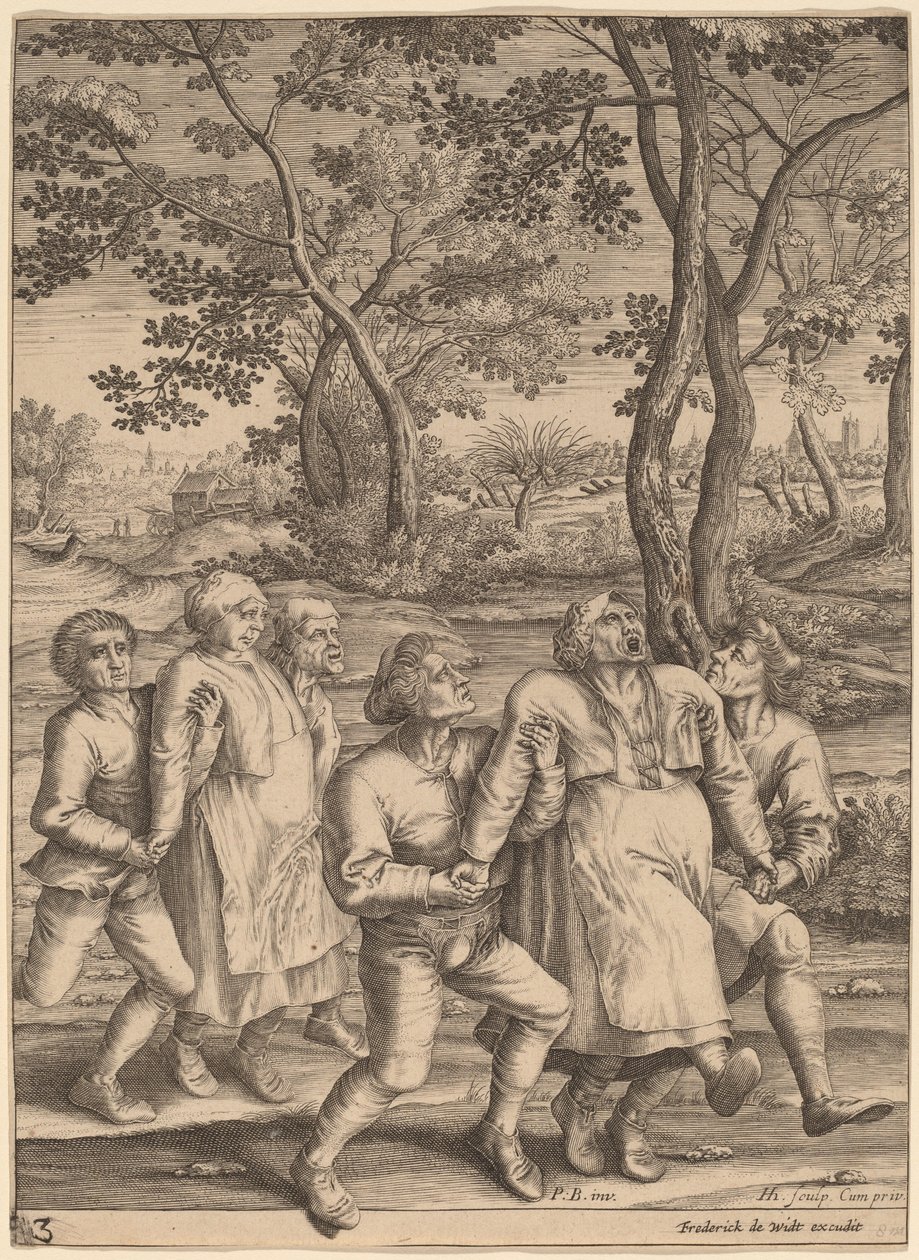 Épileptiques marchant vers la droite - Hendrik Hondius I after Pieter Bruegel the Elder