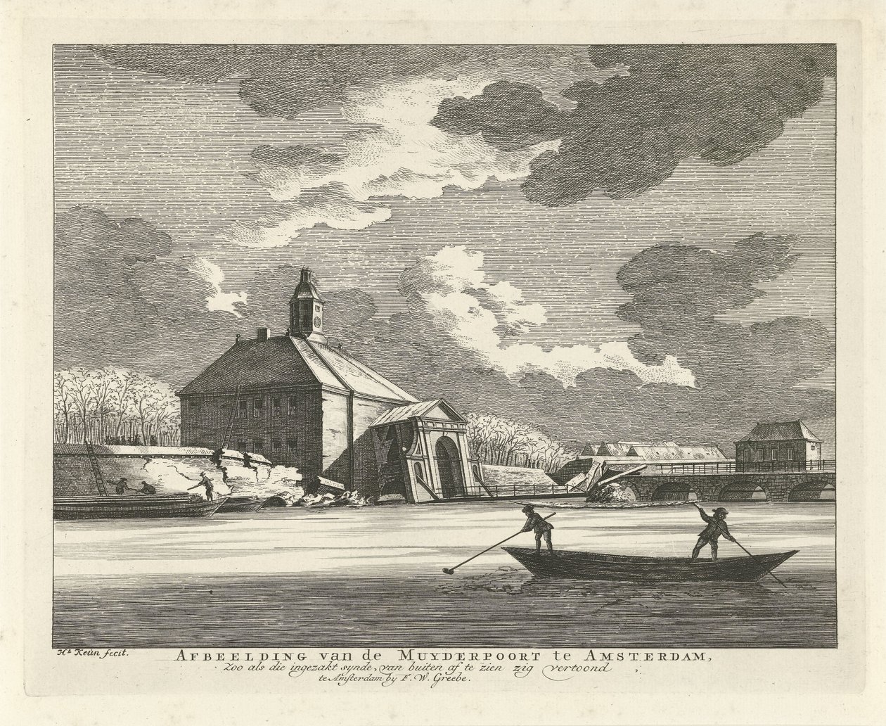 Porte de Muider affaissée, vue depuis le Singelgracht, 1769 - Hendrik Keun