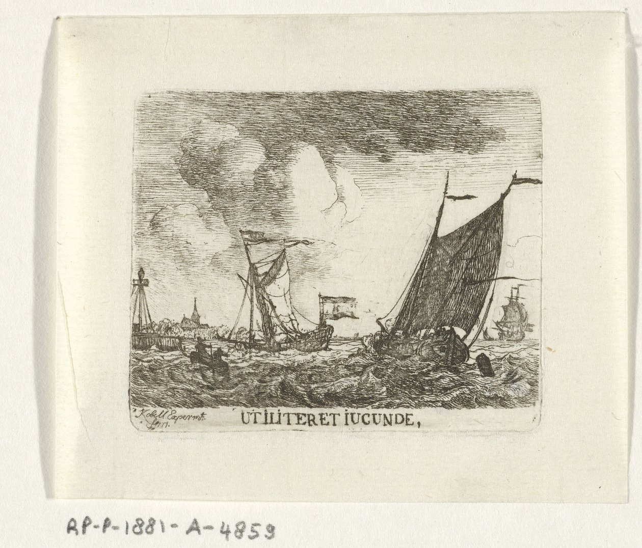 Navires sur une mer agitée - Hendrik Kobell