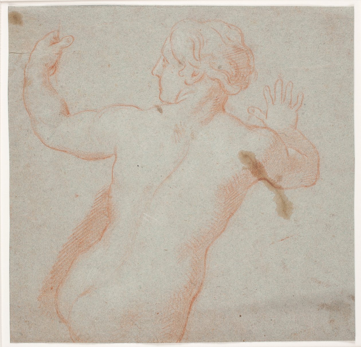 Femme nue avec les bras tendus, vue de dos. (Une nymphe fuyante) - Hendrik Krock