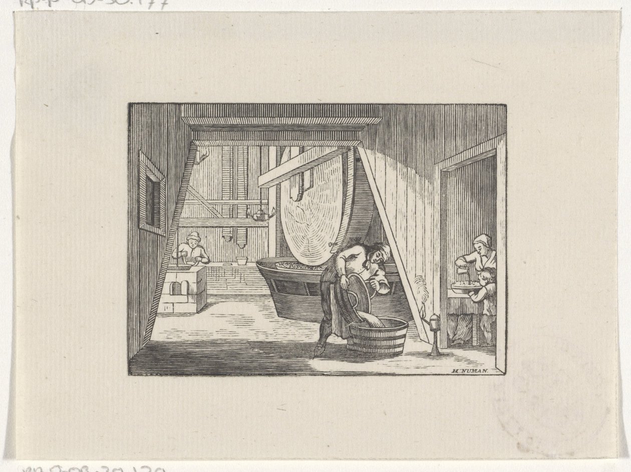 Figures travaillant dans un moulin - Hendrik Numan