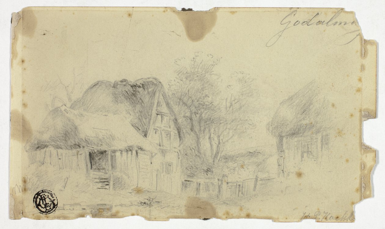 Maison au toit de chaume - Hendrik Pieter Koekkoek
