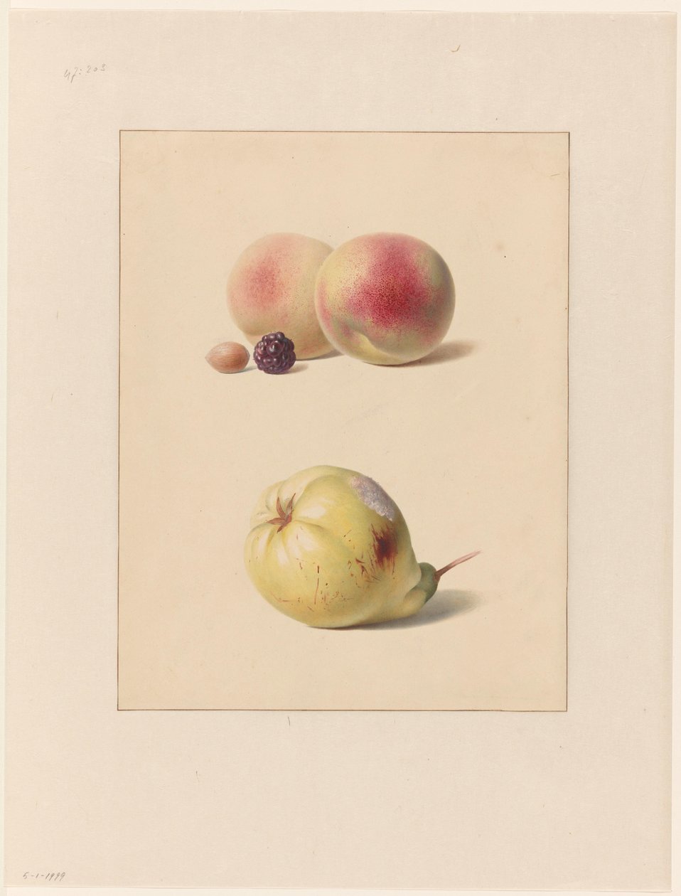 Pêche, mûre et noisette et une poire - Hendrik Reekers