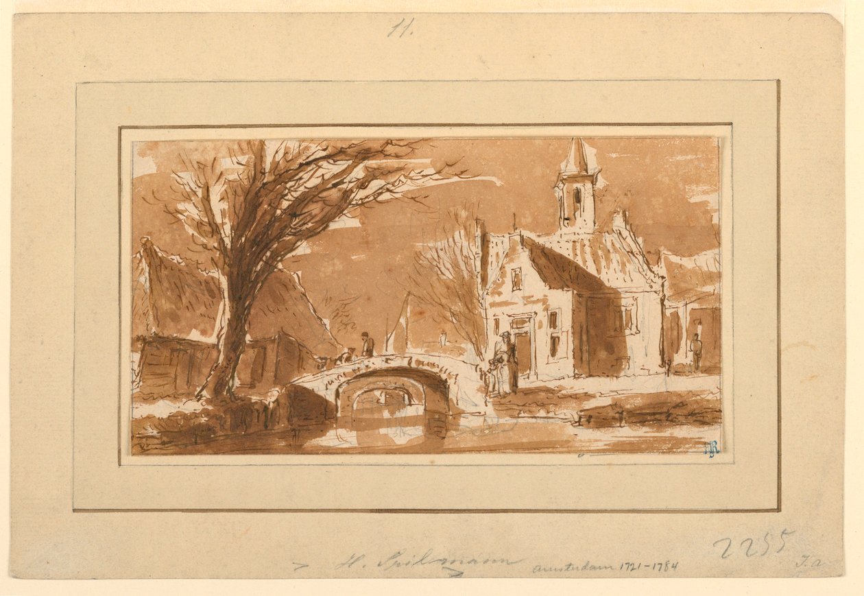 Dessin, ville sur un canal, 1750-70 - Hendrik Spilman