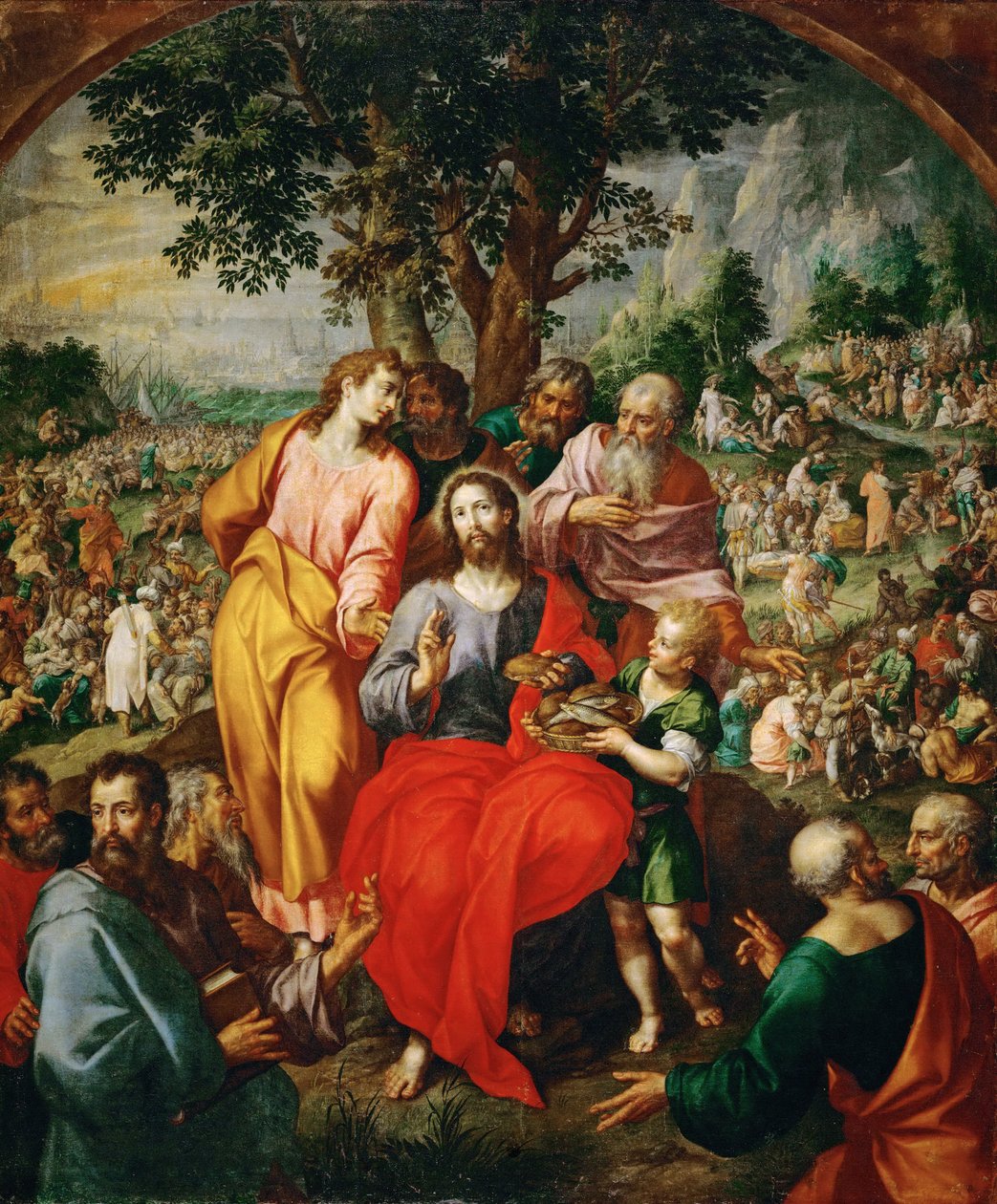 Le miracle des cinq pains et des deux poissons (la multiplication des pains) - Hendrik de Clerck