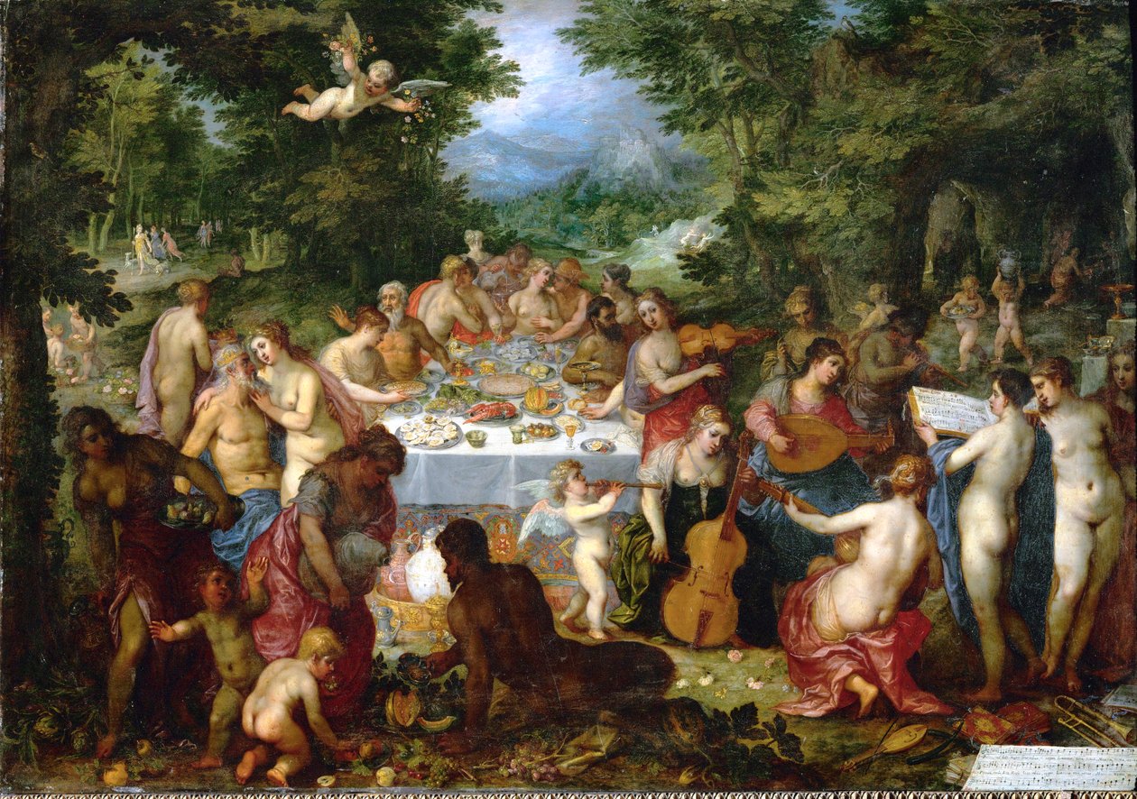 Un festin pour les dieux (huile sur cuivre) - Hendrik van the Elder Balen
