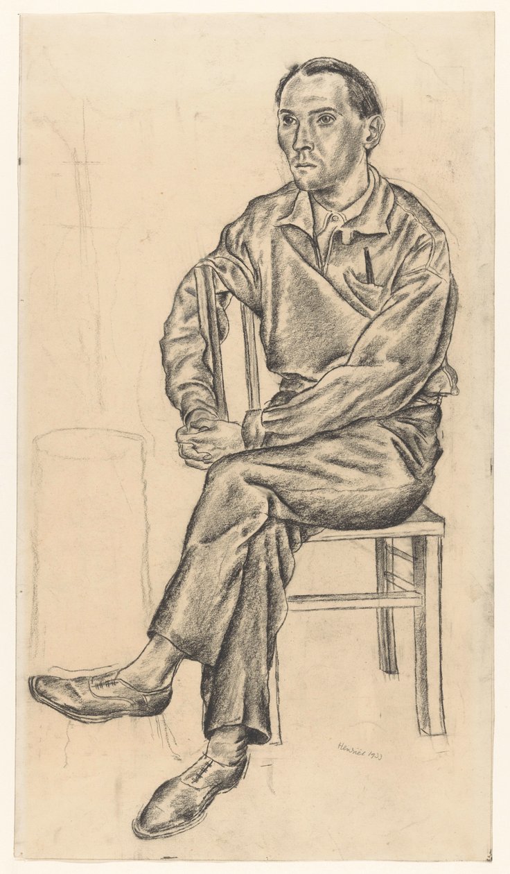 Homme assis sur une chaise - Henk Henriët (signed by artist)