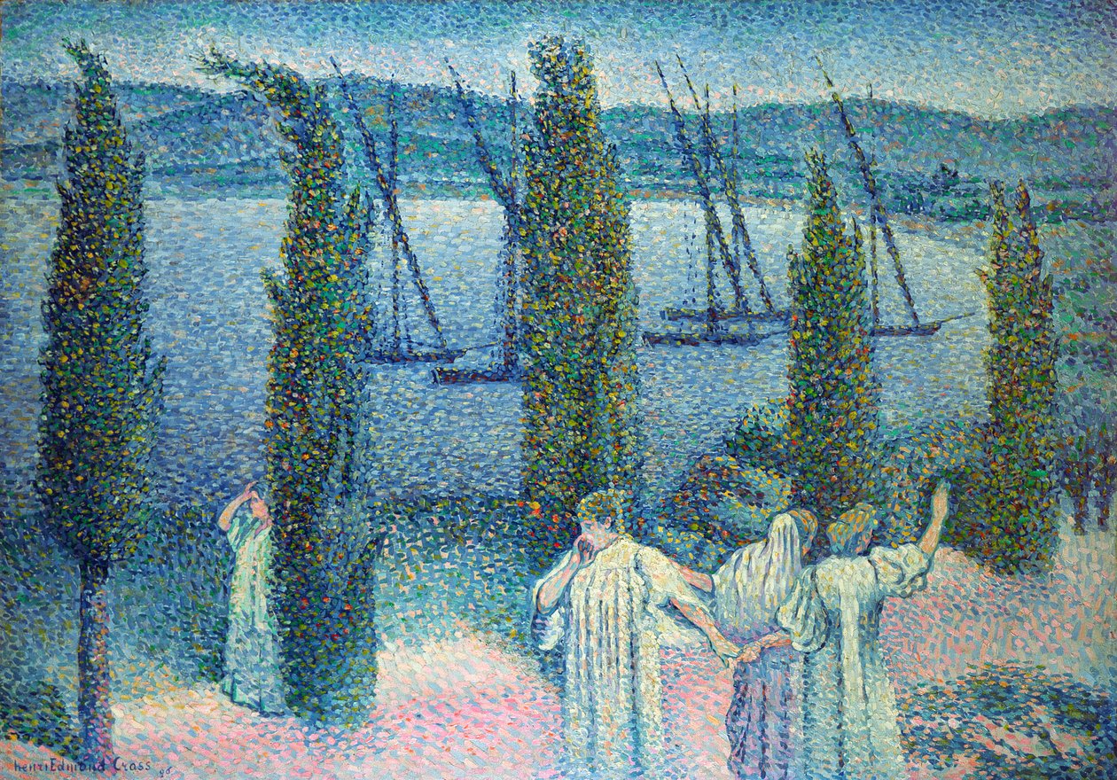 Vue côtière avec des cyprès, 1896 - Henri Edmond Cross