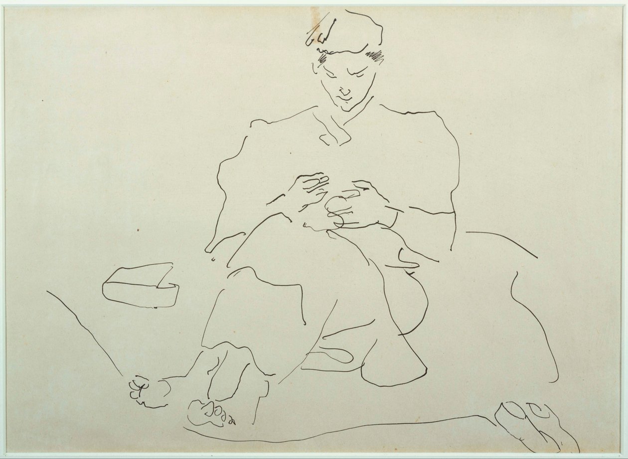 Figure assise cousant - Henri Gaudier-Brzeska