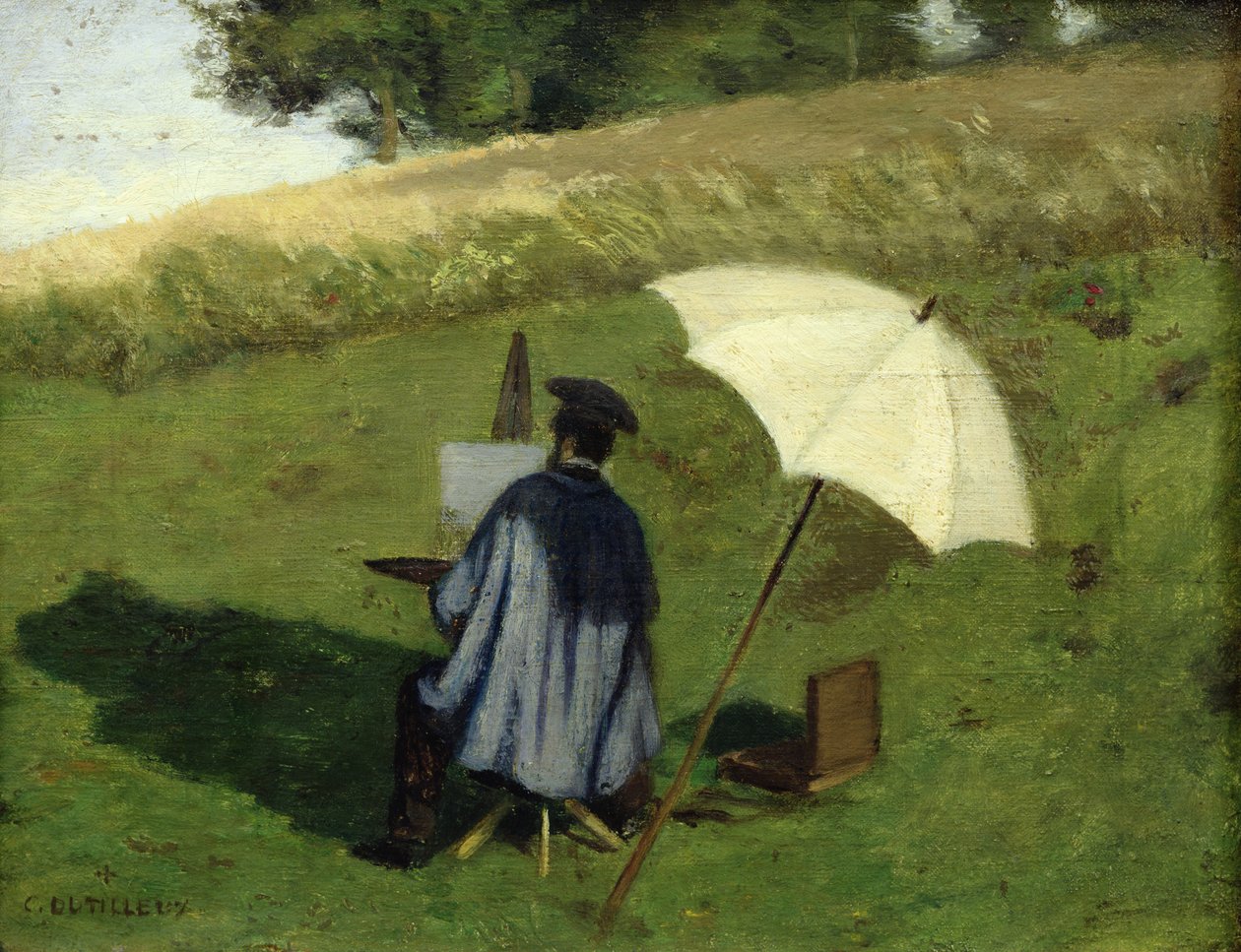 Désiré Dubois peignant en plein air, c.1852 - Henri Joseph Constant Dutilleux