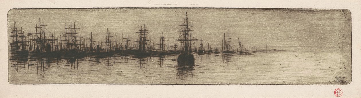 Grands voiliers dans un port - Henri-Charles Guérard