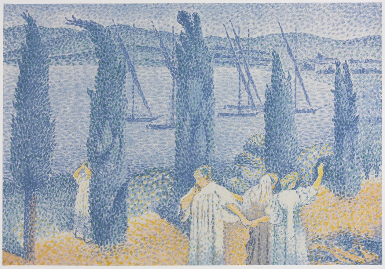 La Promenade (Paysage avec Cyprès) - Henri-Edmond Cross