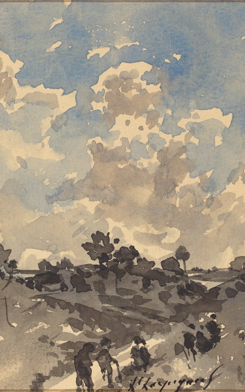 Paysage avec des figures marchant le long d