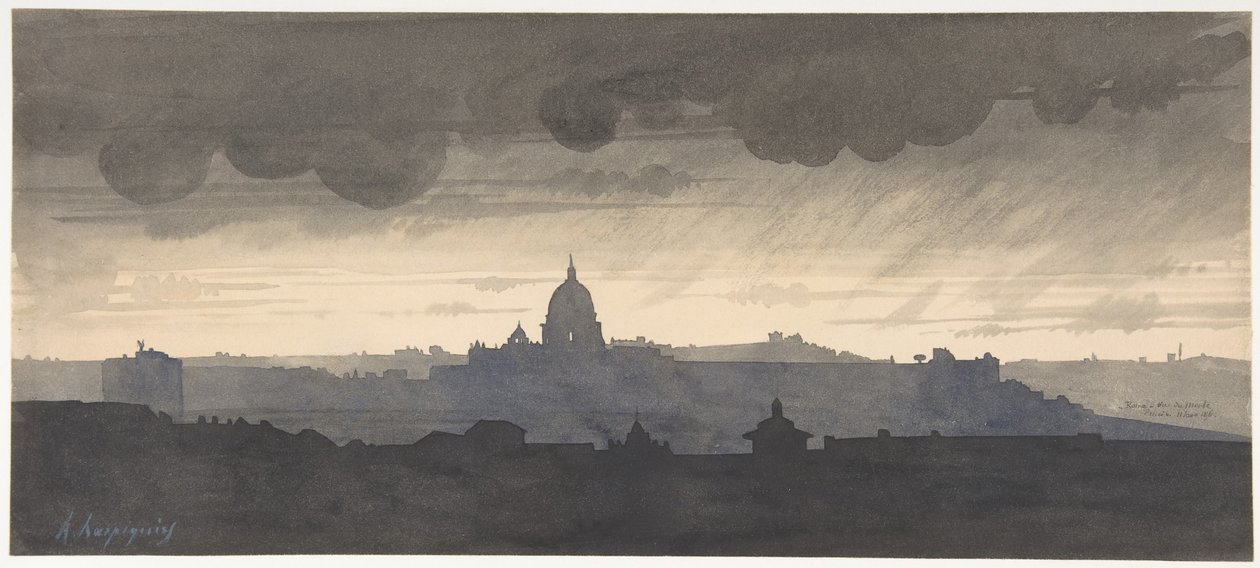 La basilique Saint-Pierre vue depuis le Pincio, à Rome - Henri-Joseph Harpignies