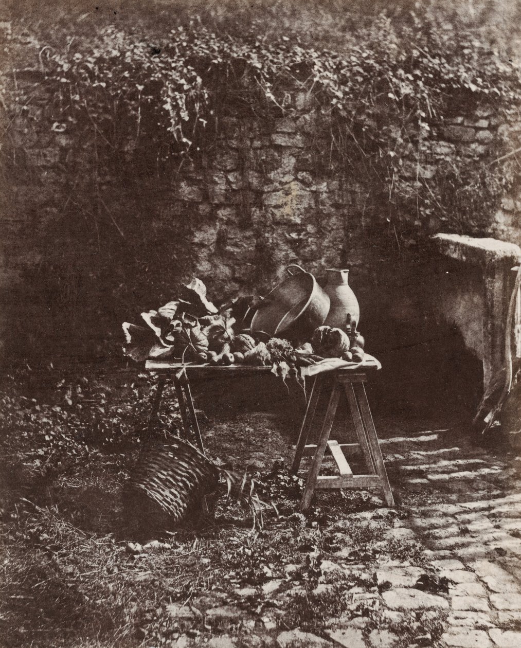 Nature Morte: chaudron, cruche et legumes, sur une table a tretaux (Still Life: Pot, Pitcher and Vegetables on a Sawhorse Table),c. 1852 (photo) - Henri-Victor Regnault