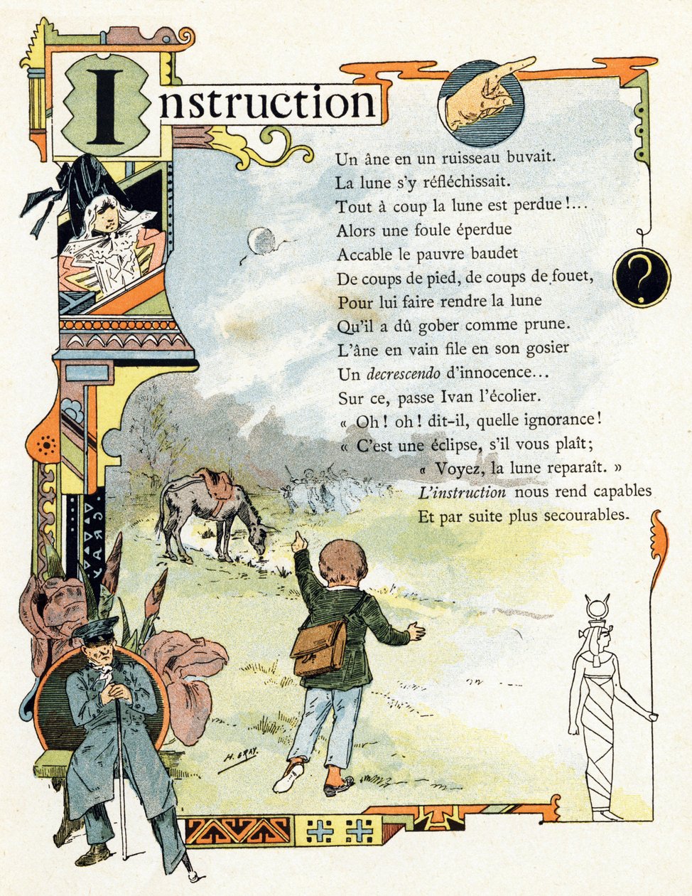 Illustration pour "Alphabet des bons exemples", c.1890 - Henri (1858 1924) Gray