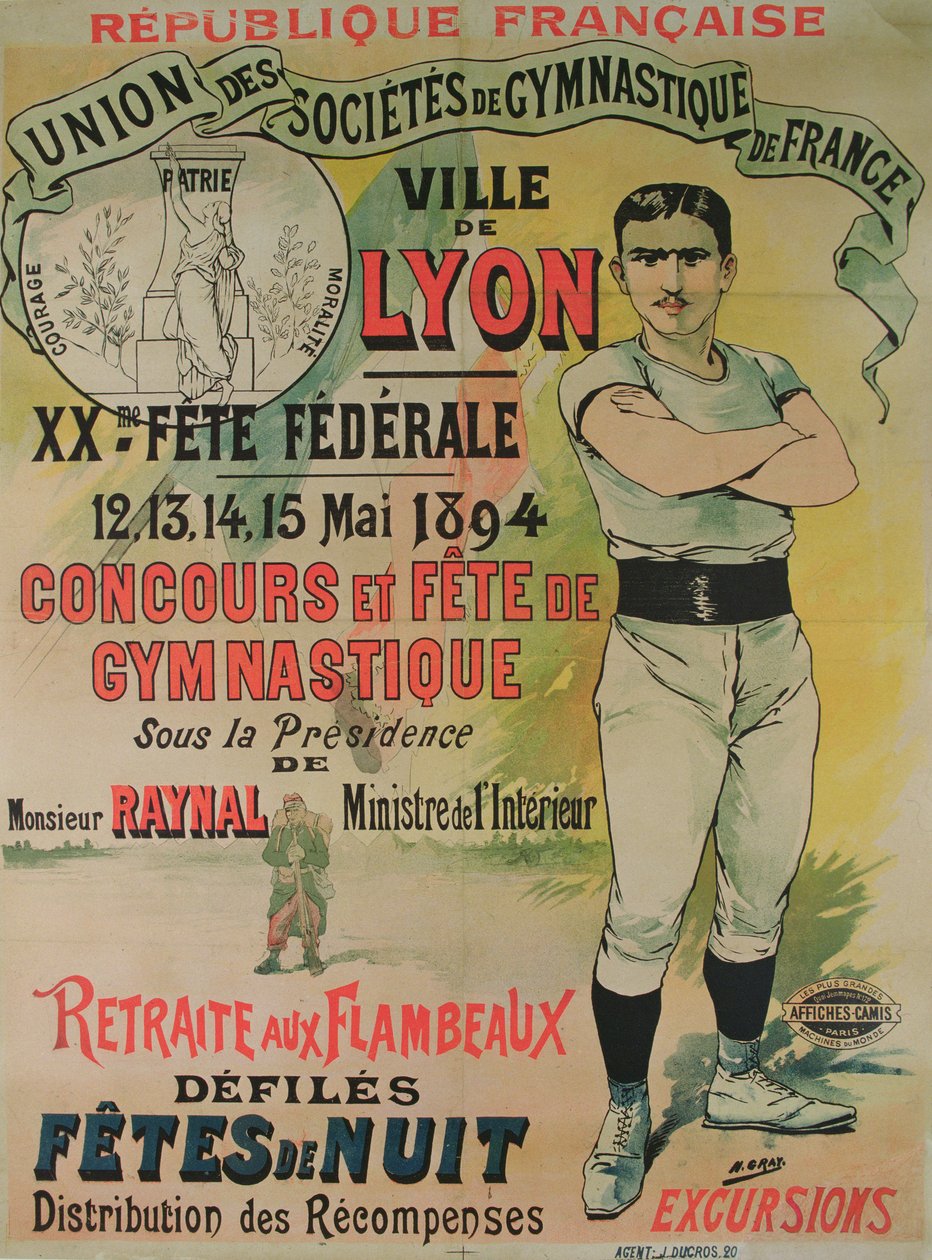 Affiche publicitaire pour un concours de gymnastique à Lyon - Henri  Gray