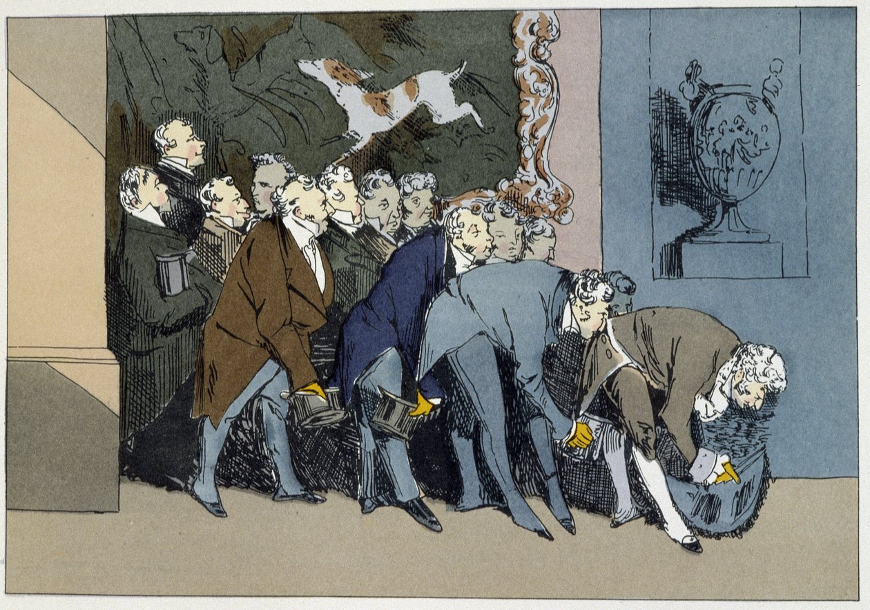 M. M. Directeur, Chef, Employés, Surnuméraires, etc., etc., etc., allant complimenter une nouvelle Excellence - dans "Mœurs administratives" par Henri Monnier - Henri Bonaventure Monnier