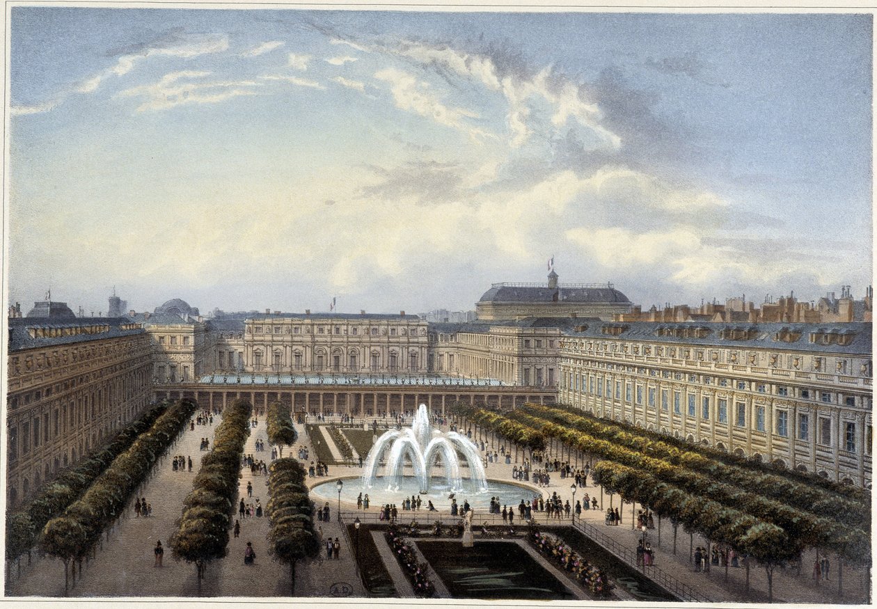 Jardin du Palais-Royal, vers 1820 dans Vues de Paris par Courvoisier 1827 - Henri Courvoisier Voisin