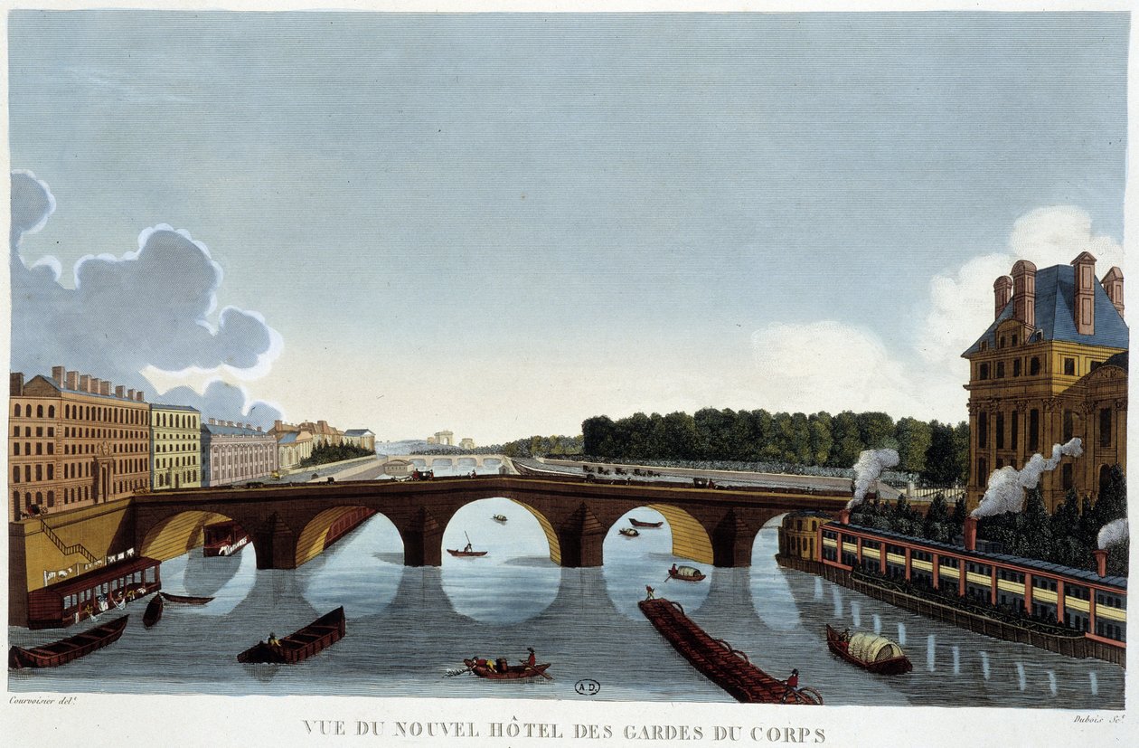 Pont Royal et nouvel hôtel des gardes du corps - Paris par Courvoisier - Henri Courvoisier Voisin