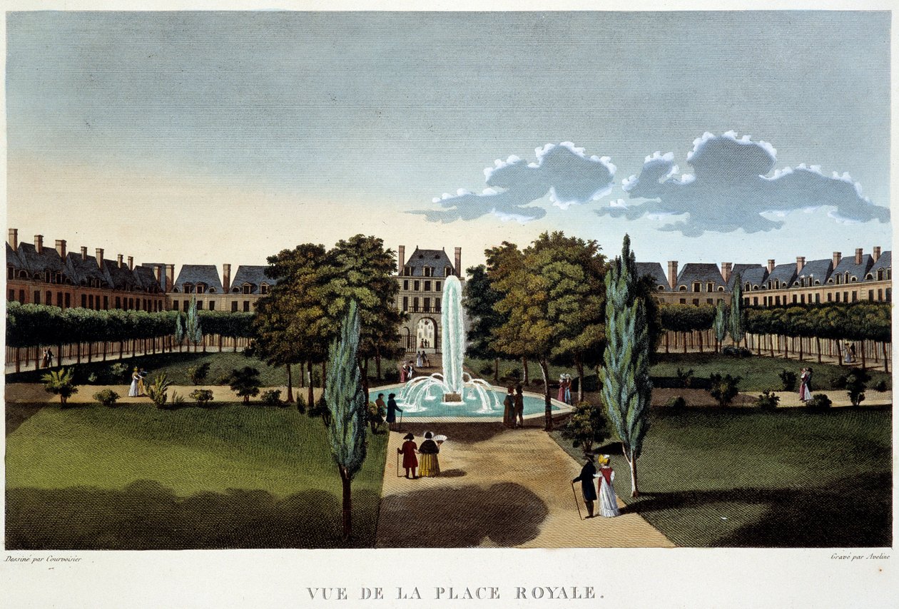 Vue de la Place Royale (Place des Vosges) - Paris par Courvoisier - Henri Courvoisier-Voisin