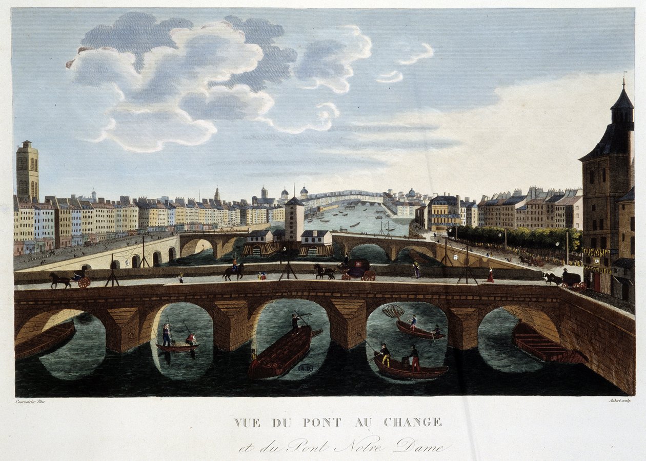 Vue du pont au change - dans Vues de Paris par Courvoisier - Henri Courvoisier Voisin