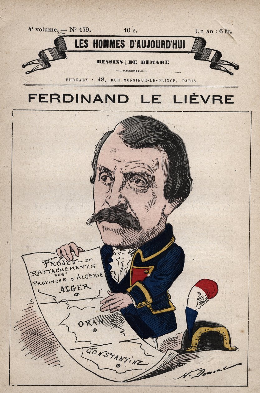 Caricature de Ferdinand Le Lievre (Lelievre) (1799-1886) sénateur anglais en Algérie de 