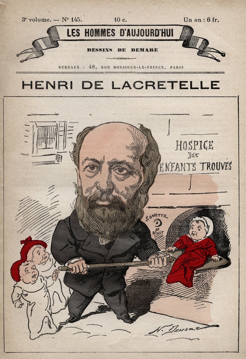 Caricature de Henri de Lacretelle (1815-1899) politicien et écrivain français - de 