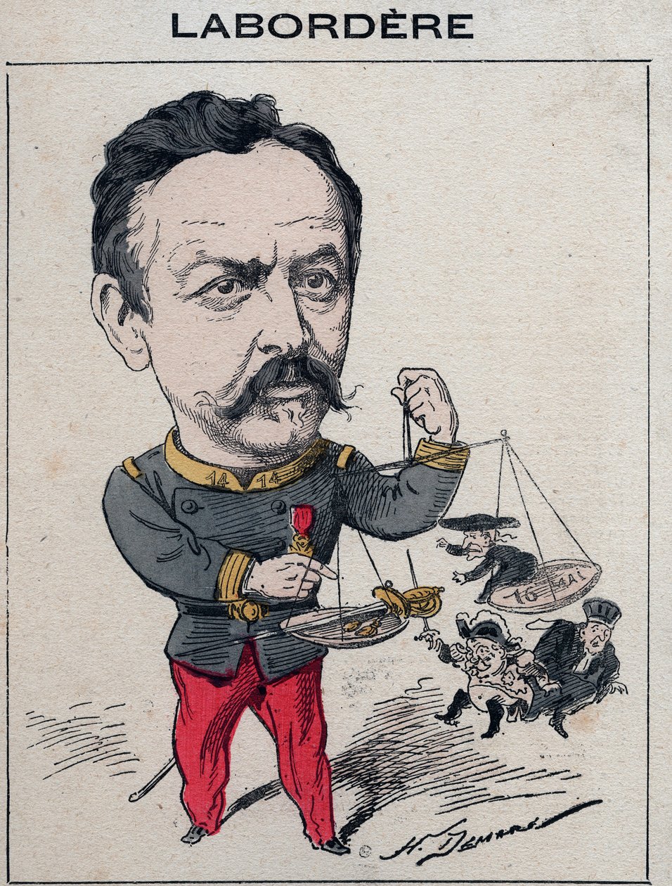 Jean Marie Arthur Labordère, militaire, homme politique et sénateur français de la Seine - Caricature par Henri Demare dans « Les Hommes d
