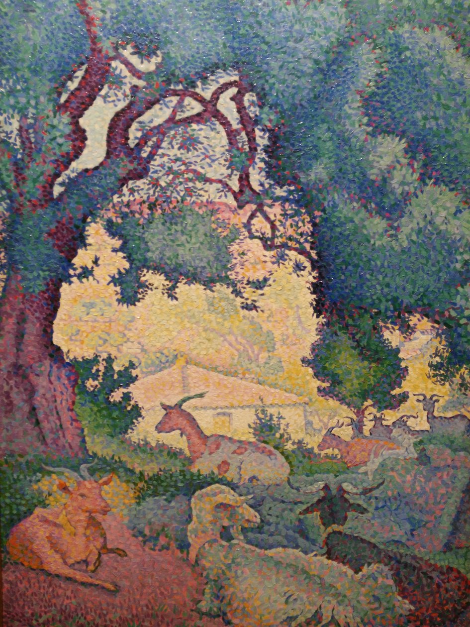 French: Paysage avec des chèvres - Henri Edmond Cross