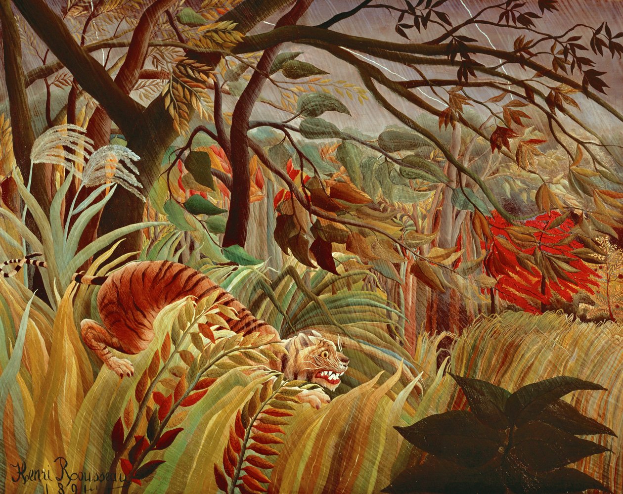 Tigre dans une tempête tropicale (peinture sur toile) - Henri Emilien Rousseau