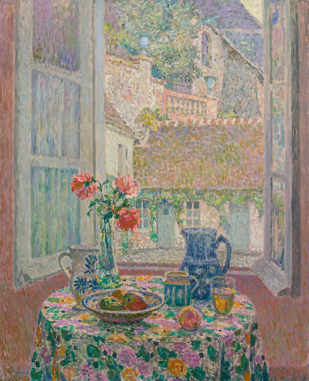 Table donnant sur la cour - Henri Eugene Augustin Le Sidaner