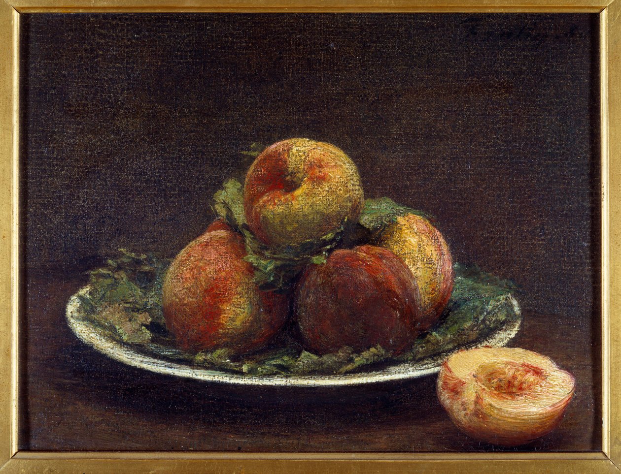 Une assiette de pêches - Ignace Henri Jean Fantin Latour