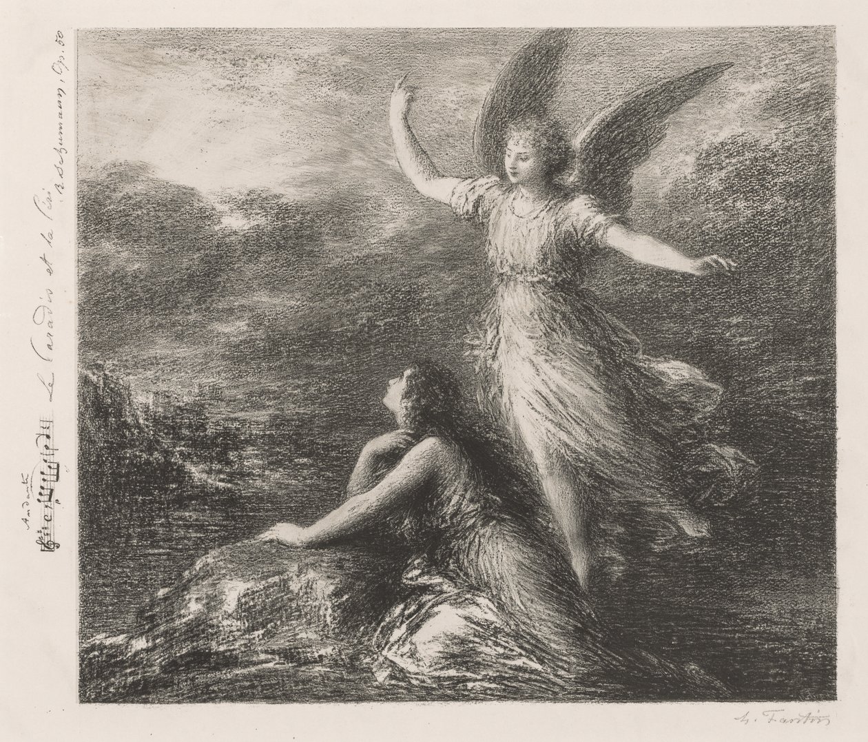 Début du Paradis et la Péri (Deuxième planche) - Ignace Henri Jean Fantin Latour