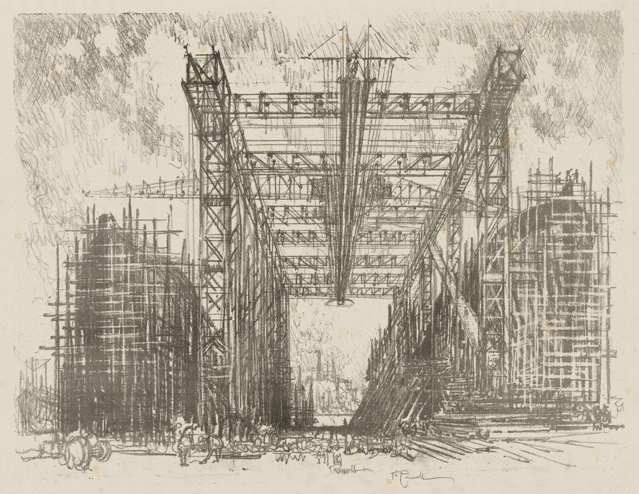 Travail de guerre anglais : La grue (un chantier naval marchand) - Ignace Henri Jean Fantin Latour