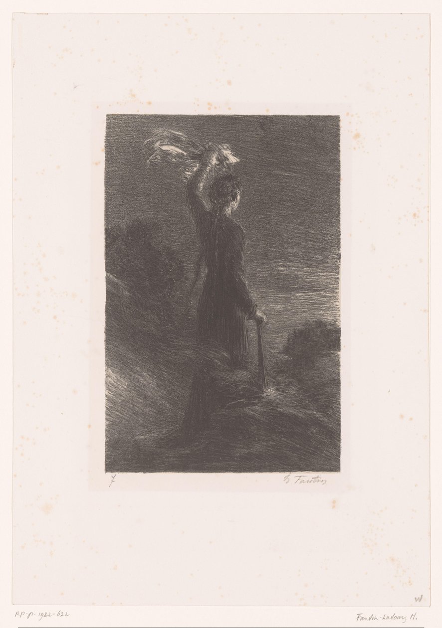 Isolde donne le signal convenu à Tristan Tristan et Iseult. Acte II. Signal dans la nuit Leven en werken van Richard Wagner (titre de la série) - Ignace Henri Jean Fantin Latour