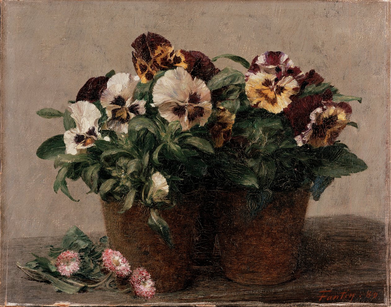 Nature morte : Pensées et marguerites - Ignace Henri Jean Fantin Latour