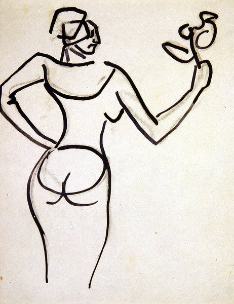 Dame tenant un bouquet de fleurs - Henri Gaudier Brzeska