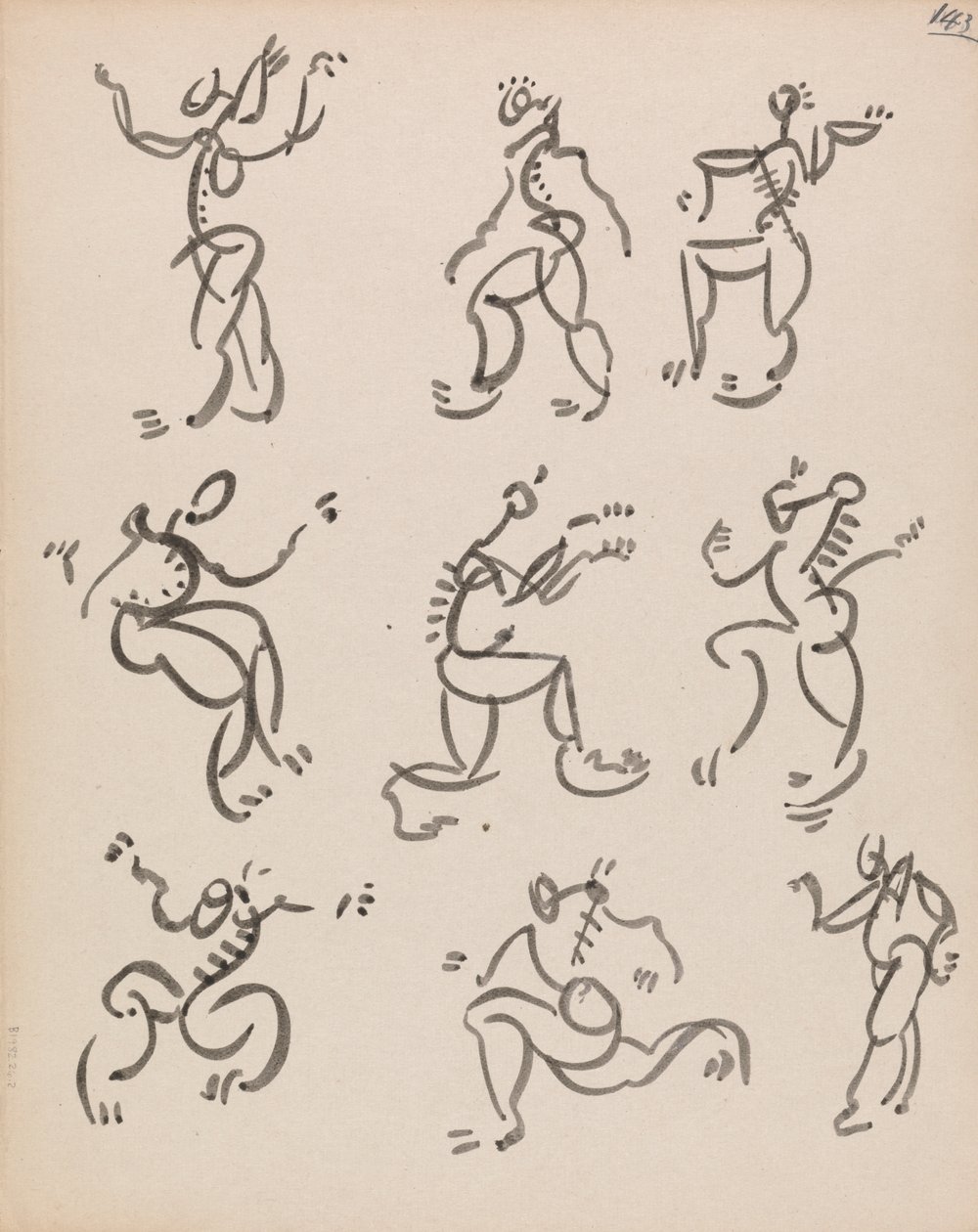 Neuf figures dansantes, en trois registres - Henri Gaudier Brzeska