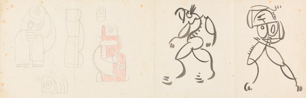 Deux figures dansantes et cinq études pour un groupe mère-enfant - Henri Gaudier Brzeska