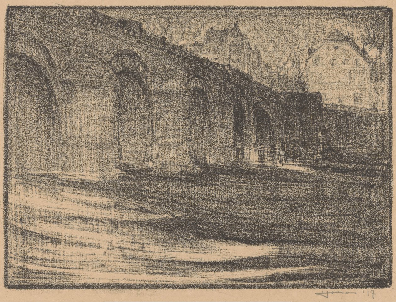 Pont Saint-Servais sur la Meuse à Maastricht - Henri Jonas (signed by artist)