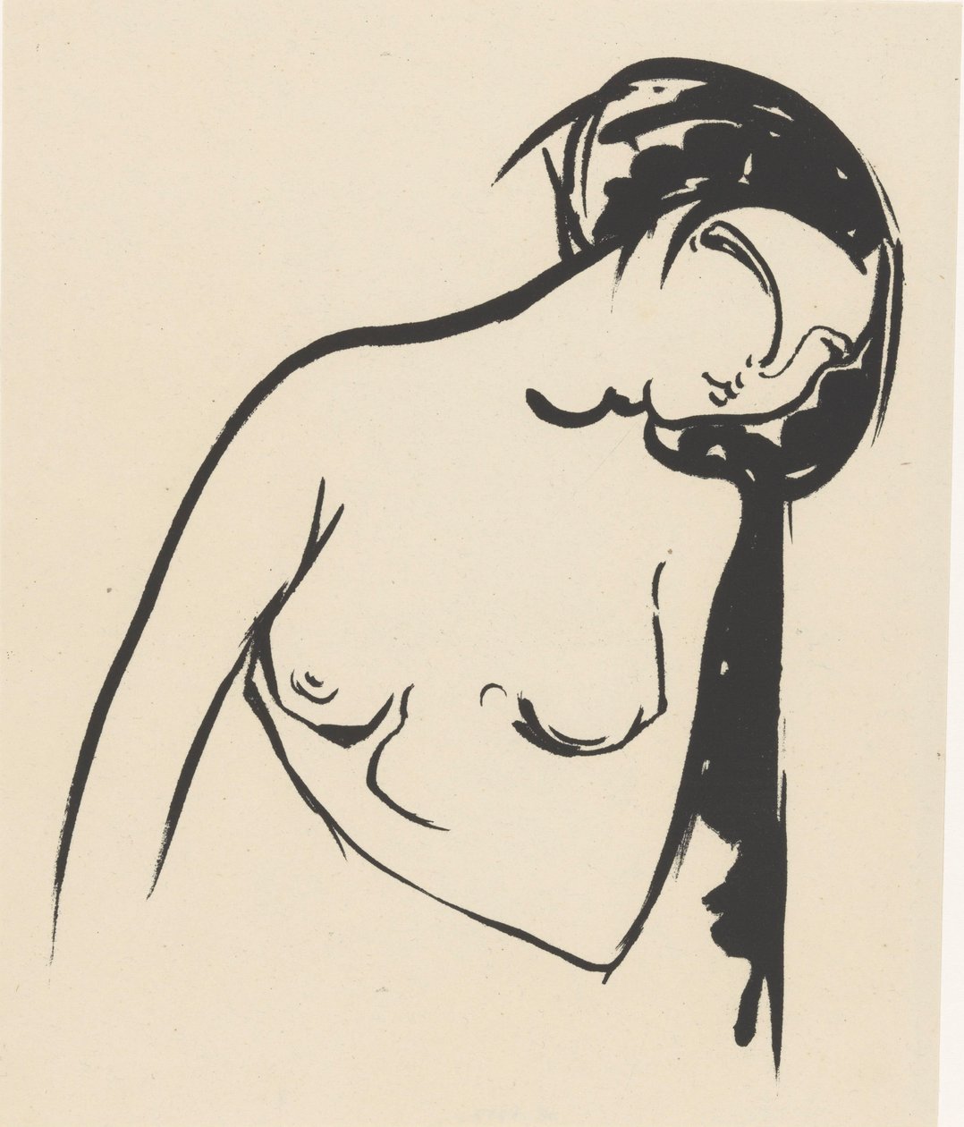 Femme nue touchant sa poitrine - Henri Jonas