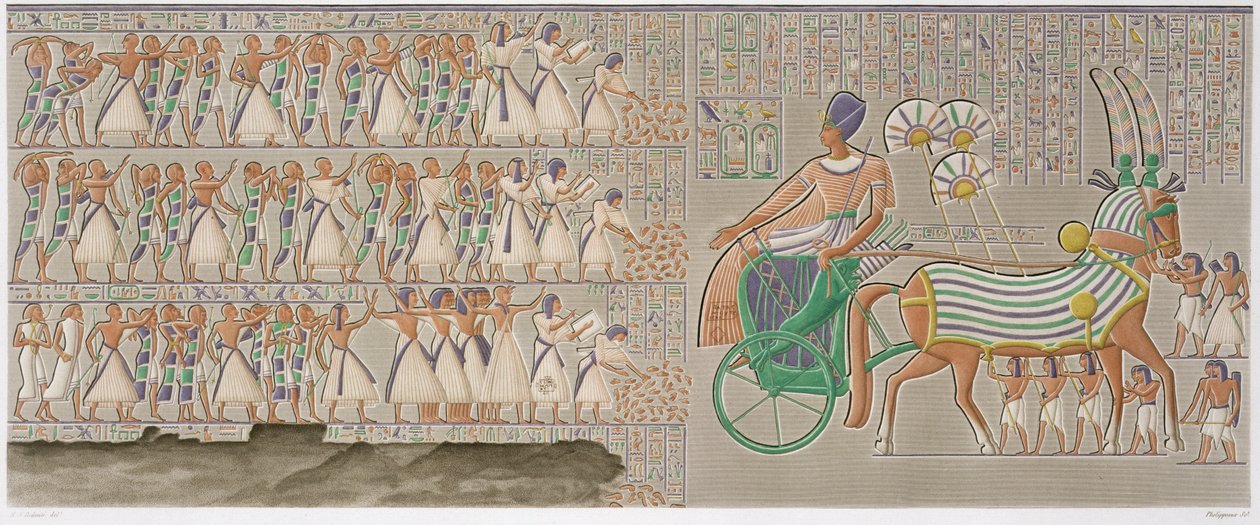 Bas-reliefs colorés de la galerie sud du péristyle du palais, planche 12 du Vol II de 