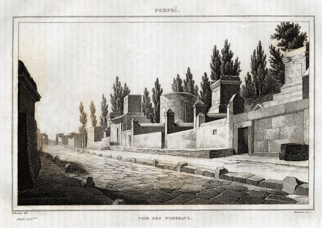 La voie des tombeaux, à Pompéi, gravure par Labrouste, dans « Italie pittoresque », Amable Coste éditeur, Paris - Henri Labrouste