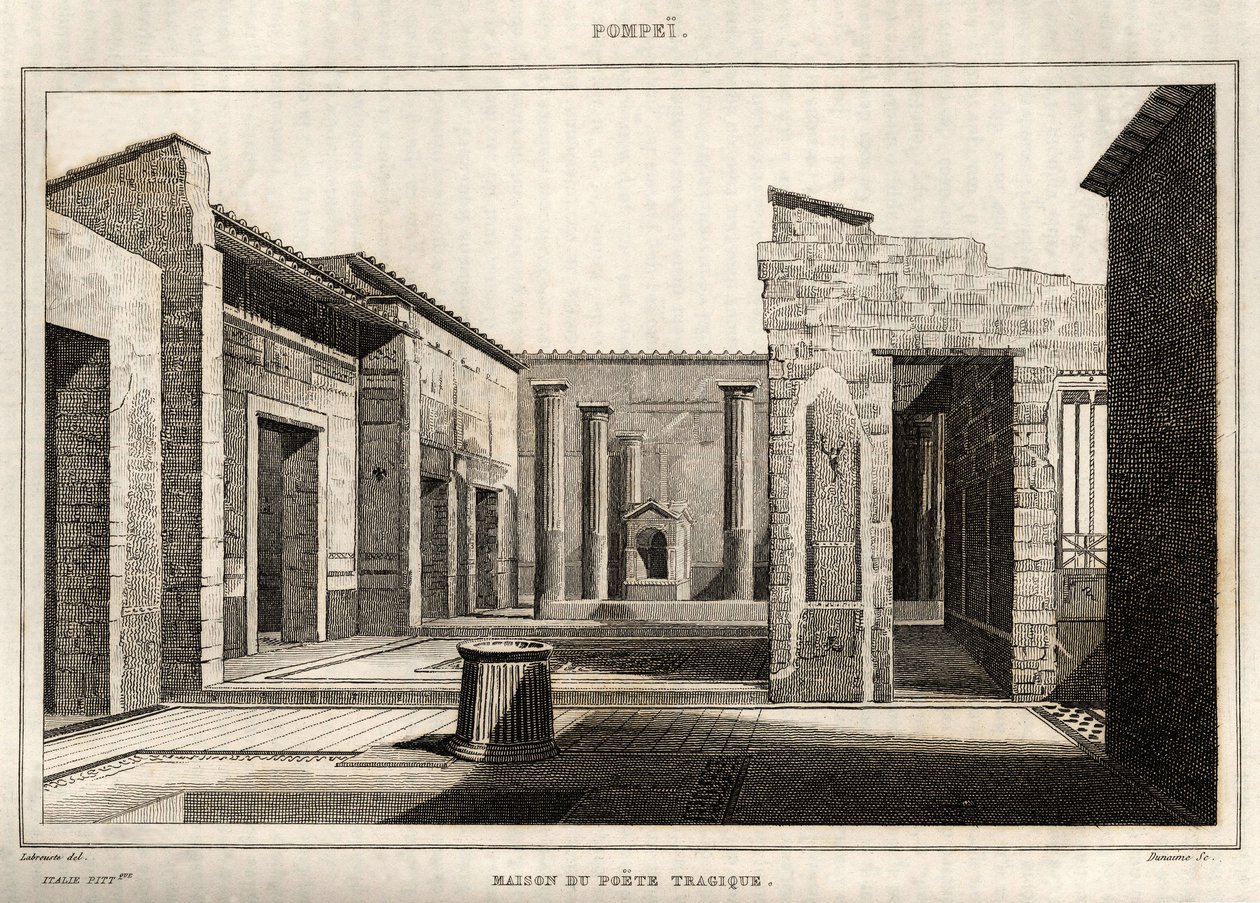 La maison du poète tragique, à Pompéi, gravure par Labrouste - Henri Labrouste
