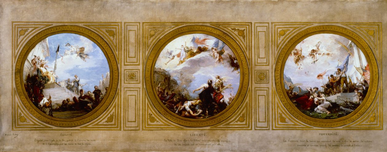 Esquisse pour la mairie du 6e arrondissement : Égalité. Liberté. Fraternité, vers 1887 - Henri Leopold Levy