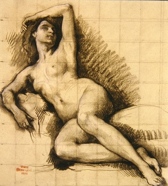 Étude - Nu féminin allongé - Henri Leopold Levy