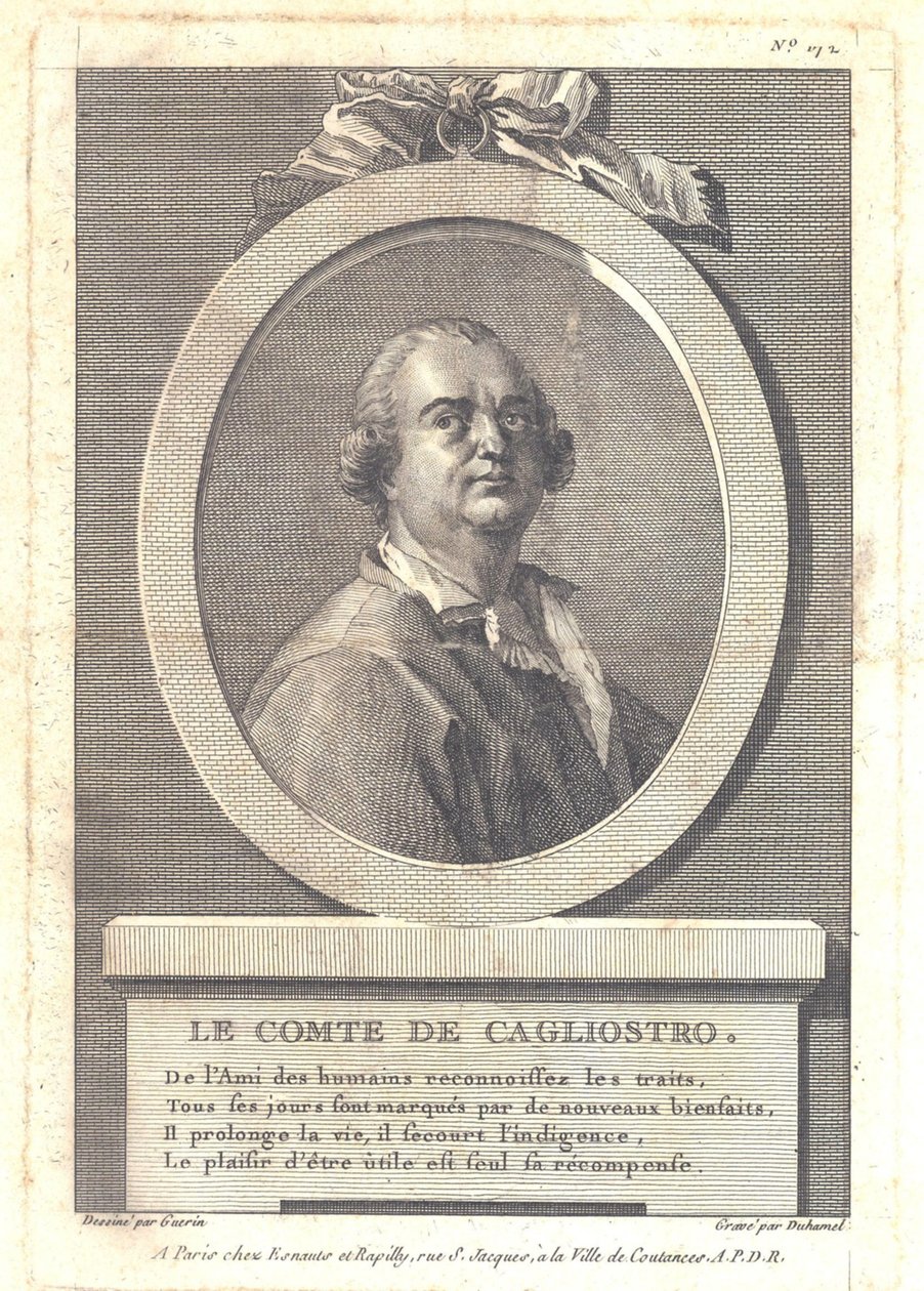 Comte Alessandro di Cagliostro 1743-1795, 1781 - Henri Louis Duhamel du Monceau