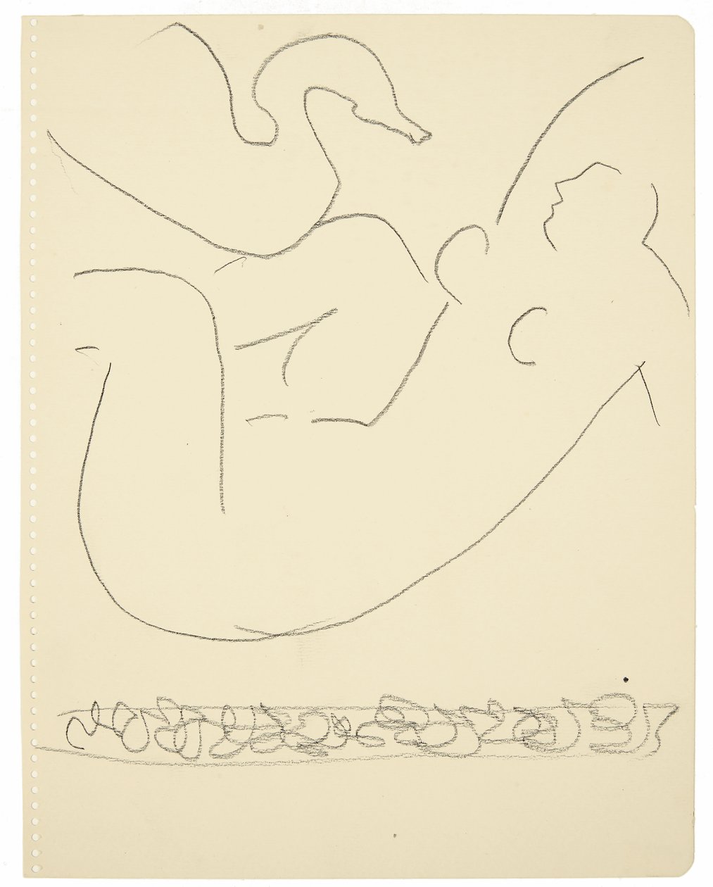 Etude (Léda et le cygne) (black Conté crayon on paper) - Henri Matisse
