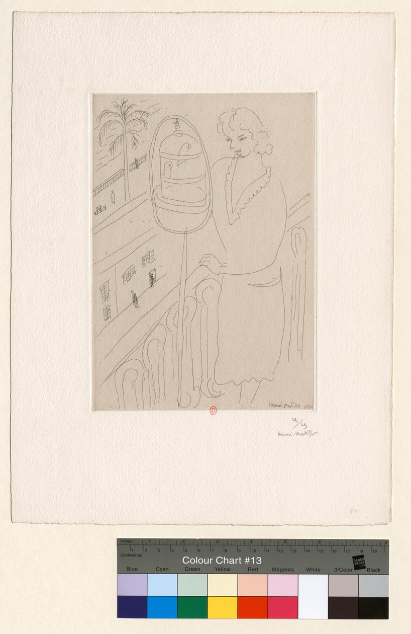 Jeune femme au balcon observant des perruches - Henri Matisse
